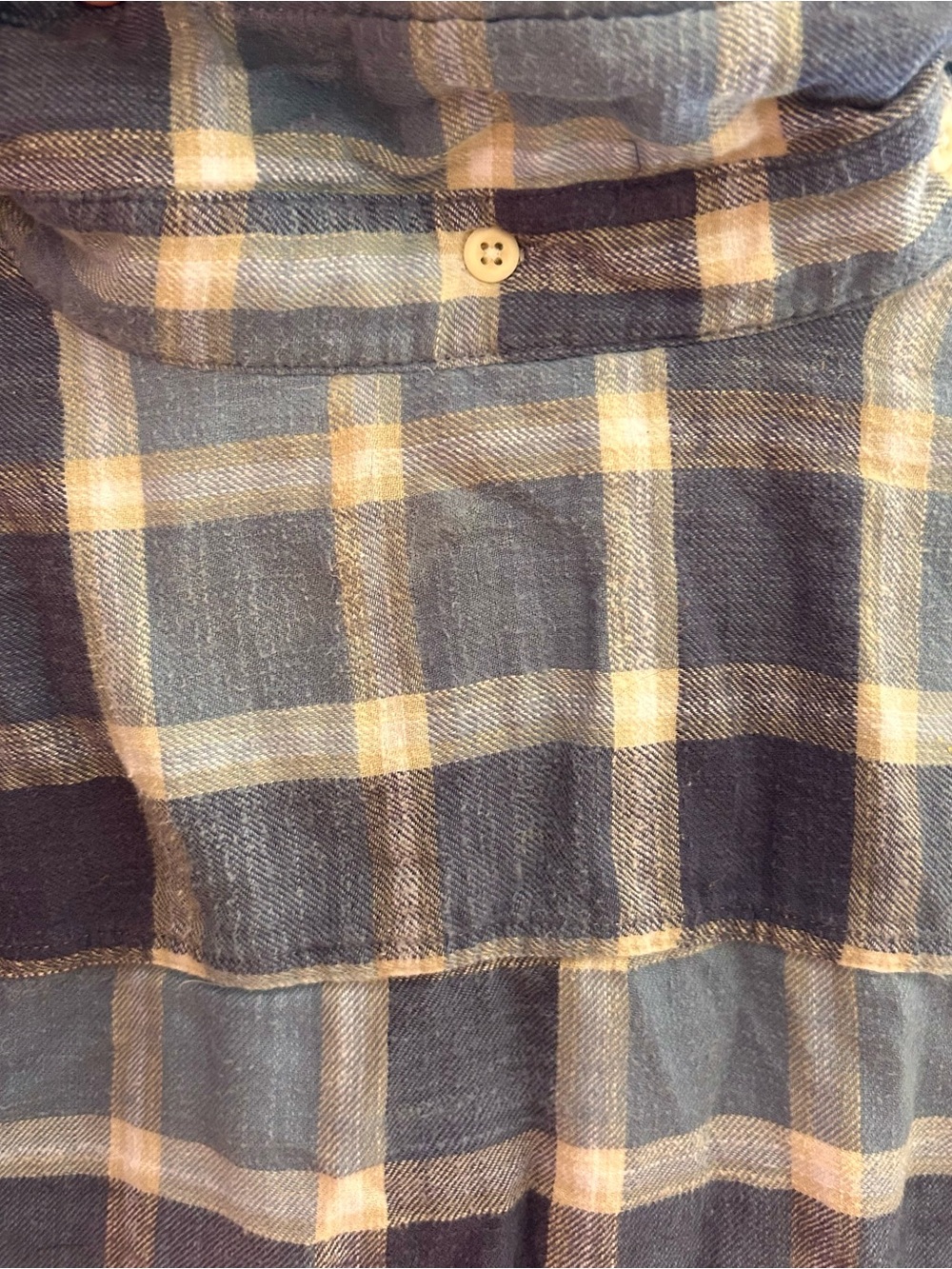American Eagle Outfitters Blue and Tan Plaid Hooded Button-Down Shirt - Picture 3 of 6